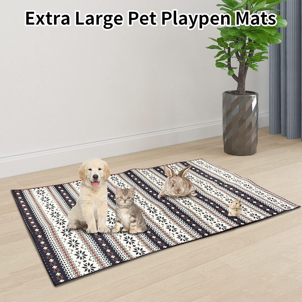VCEPJH Large Rabbit Floor Mats for Indoor Rabbit Cage Liners Washable 78.7"X47.2" Reusable Bunny Rugs for Playpen Pad Soft Animal Cage Flooring Anti Slip Pet Carpet for Ferret Guinea Pig Bedding