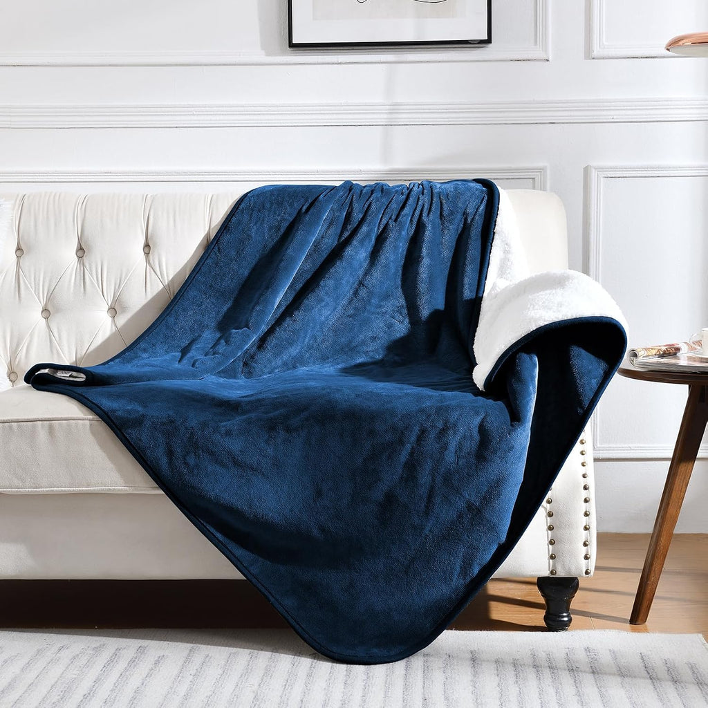 Soft Waterproof Blanket for Bed Couch Sofa, Navy Blue, 50x60 inches