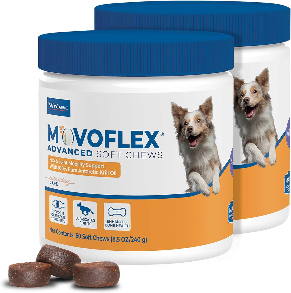 MOVOFLEX Advanced Soft Chews Hip and Joint Support Supplement for Medium Dogs - 60 Count by Virbac