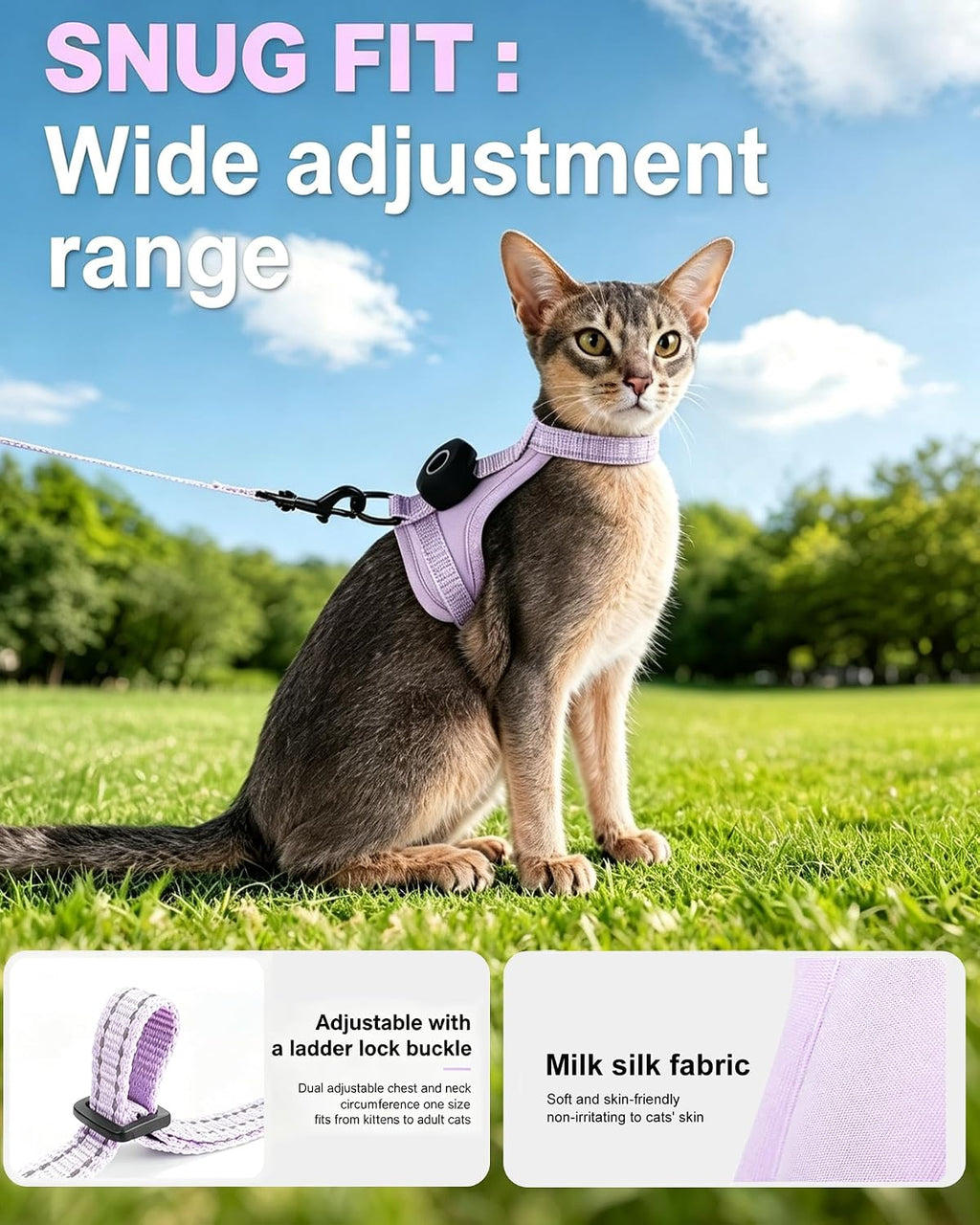 Solmoony Cat Harness & Leash Set, Black Vest Harness for Small & Medium Cat