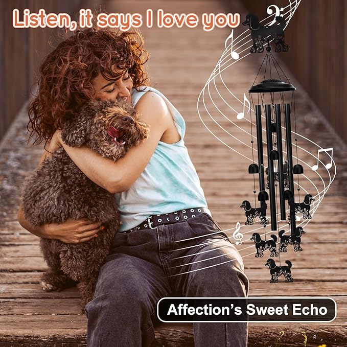 Poodle Wind Chimes for Garden, 34.6 Inch Weather-Resistant Metal Windchime - Image 5