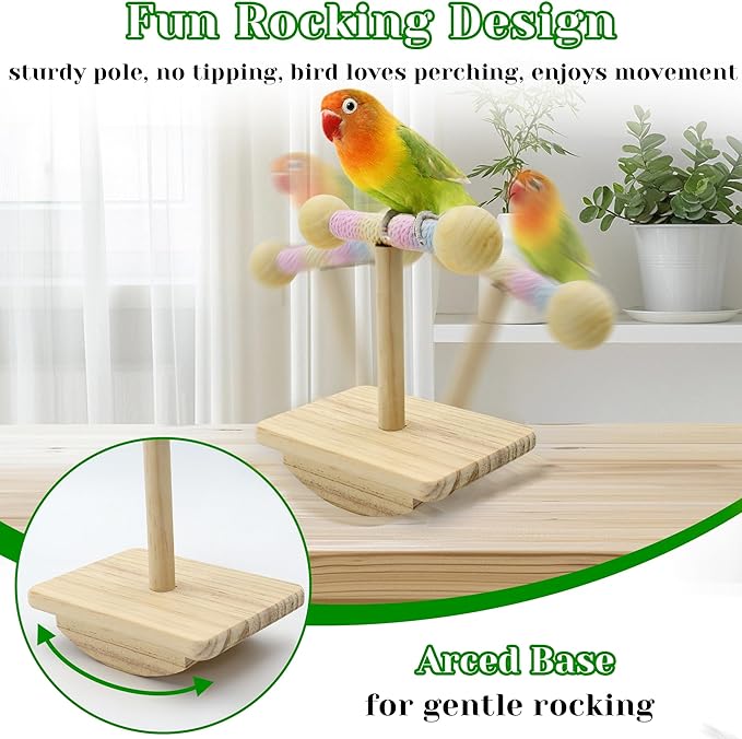 Natural Wood Bird Perch Stand Training, Intelligence Puzzle Enrichment Toys - Image 2