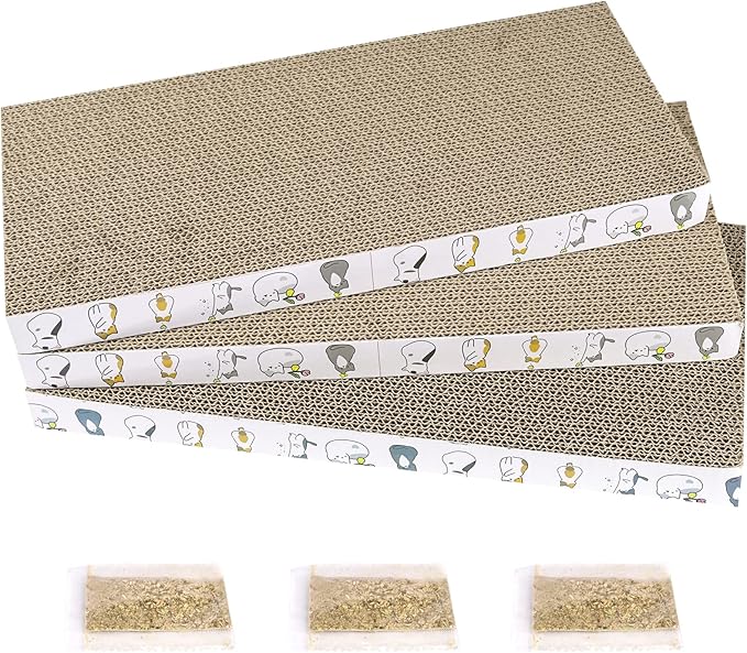 PatiencET Cat Scratcher Cardboard 3 PCS Cat Scratch Pad Reversible Scratcher by patiencET