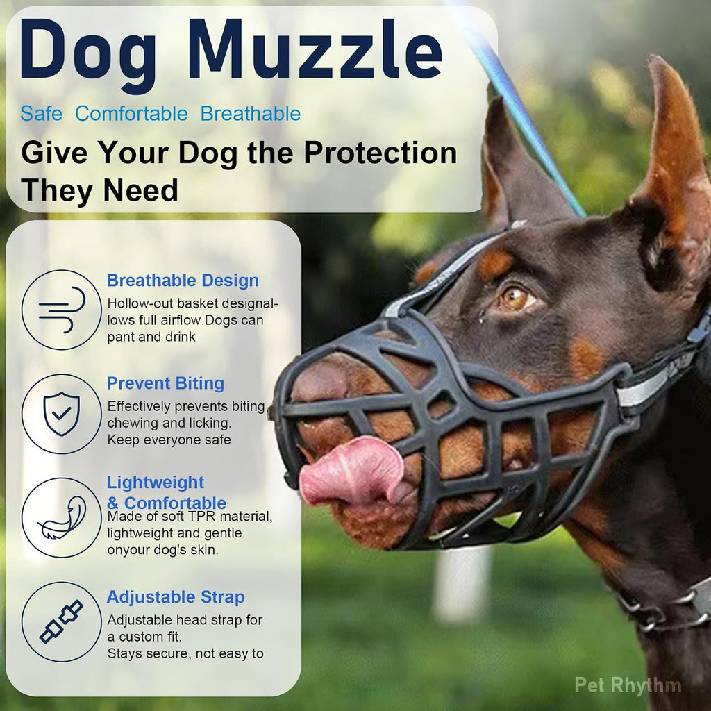 Dog Muzzle for Medium Large Dogs, Soft Basket Muzzle for Dogs, Adjustable