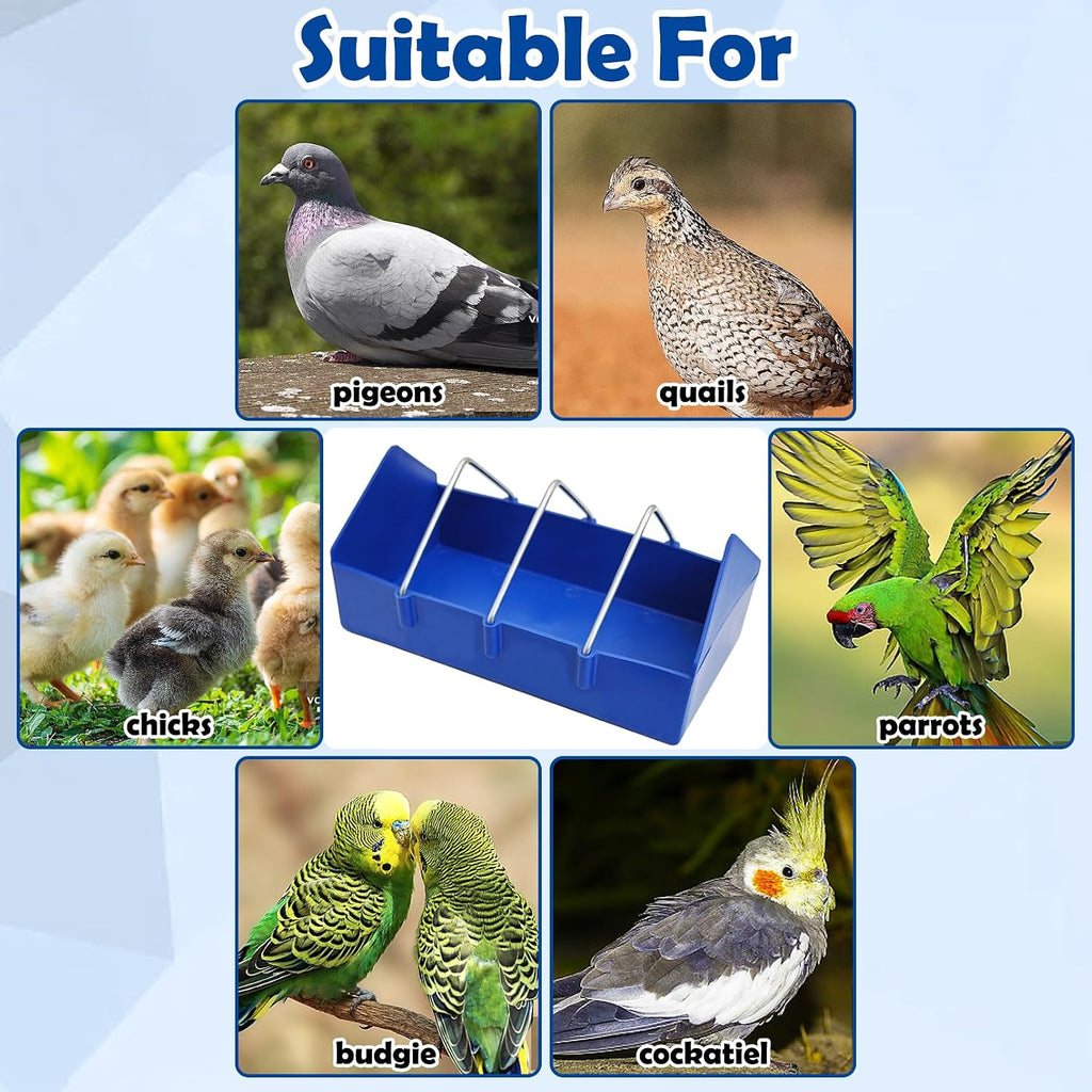 Hamiledyi 2 Pack Pigeon Feeder, Bird Dispenser Slot Container, Thick Durable Slot Container Feeding, Removable Steel Wire Partition for Pigeons Quails Birds Chicks Ducklings(Length: 8")