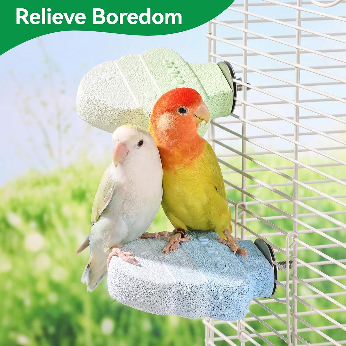 Parrot Perch Nails & Beak/Toe Grinding Stone Bird Perch for Cage 2 Pack