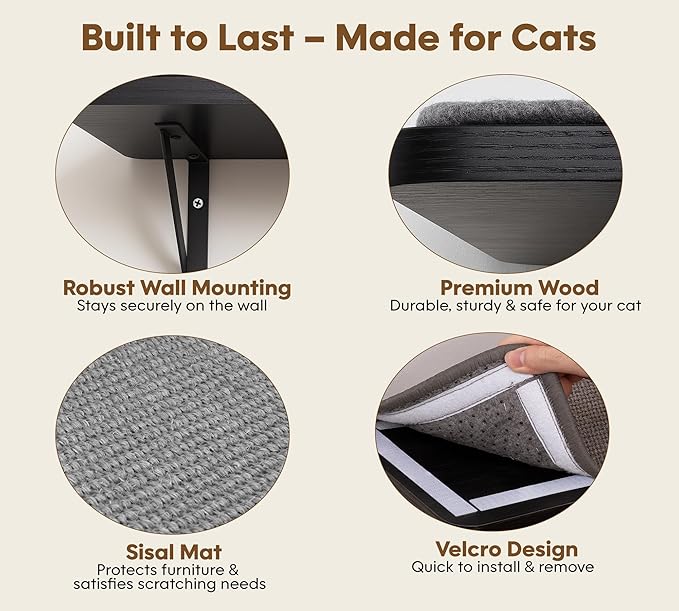 Cat Wall Shelves Set of 2, Wall-Mounted Space-Saving Climbing Shelf, Window - Image 3