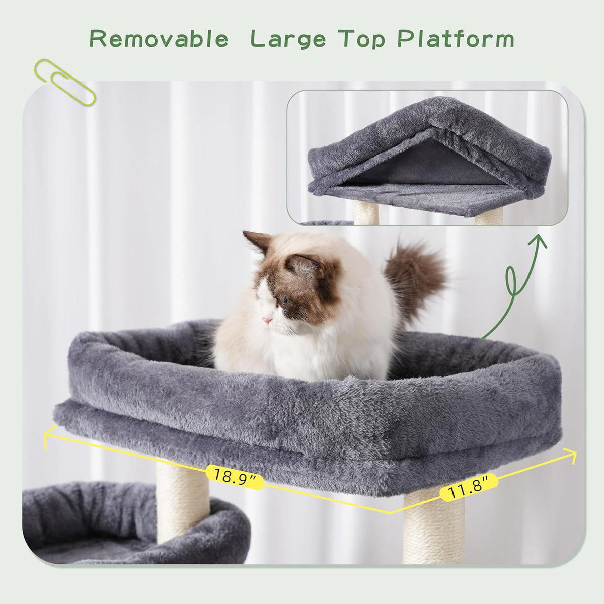 Gitelsnour Cat Tree Tower with Tunnel & Food Station, Wooden Perch GCT021G