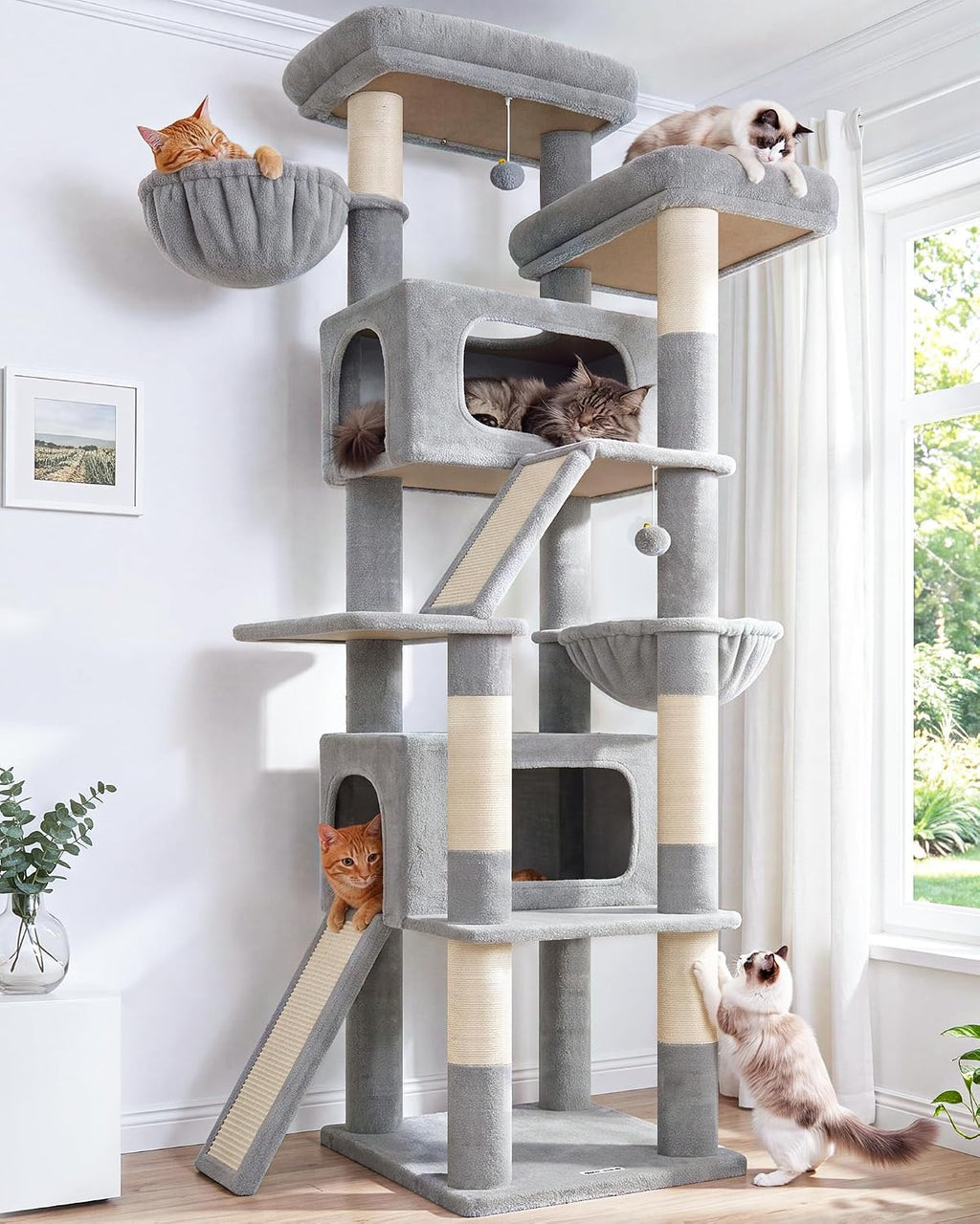 Globlazer 79in Heavy Duty Cat Tree for Large Cats, S79, Dark Grey
