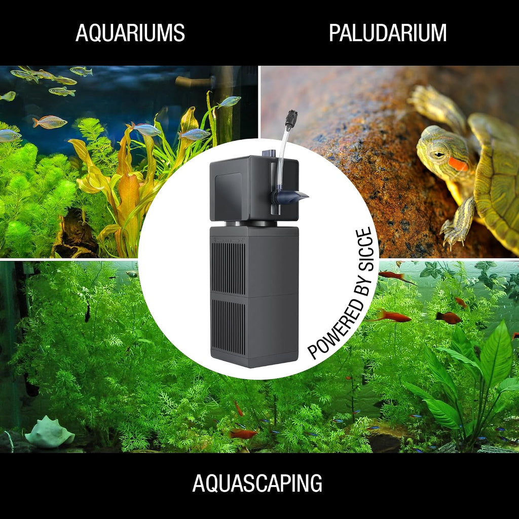 Sicce Shark PRO 500 Internal Aquarium Filter 140 GPH Submersible | Up to 37 Gallons | in-Tank Freshwater and Saltwater Application with Single Removable Filter Cartridge | Fish Tank Turtle Terrarium