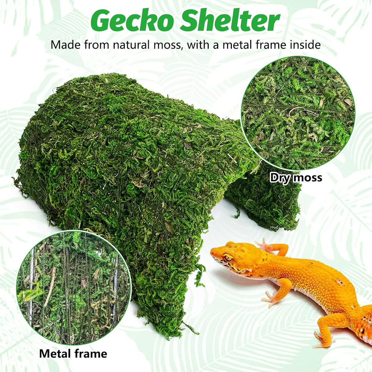 Reptile Hideout Handmade Natural Moss Hide Cave, Style A