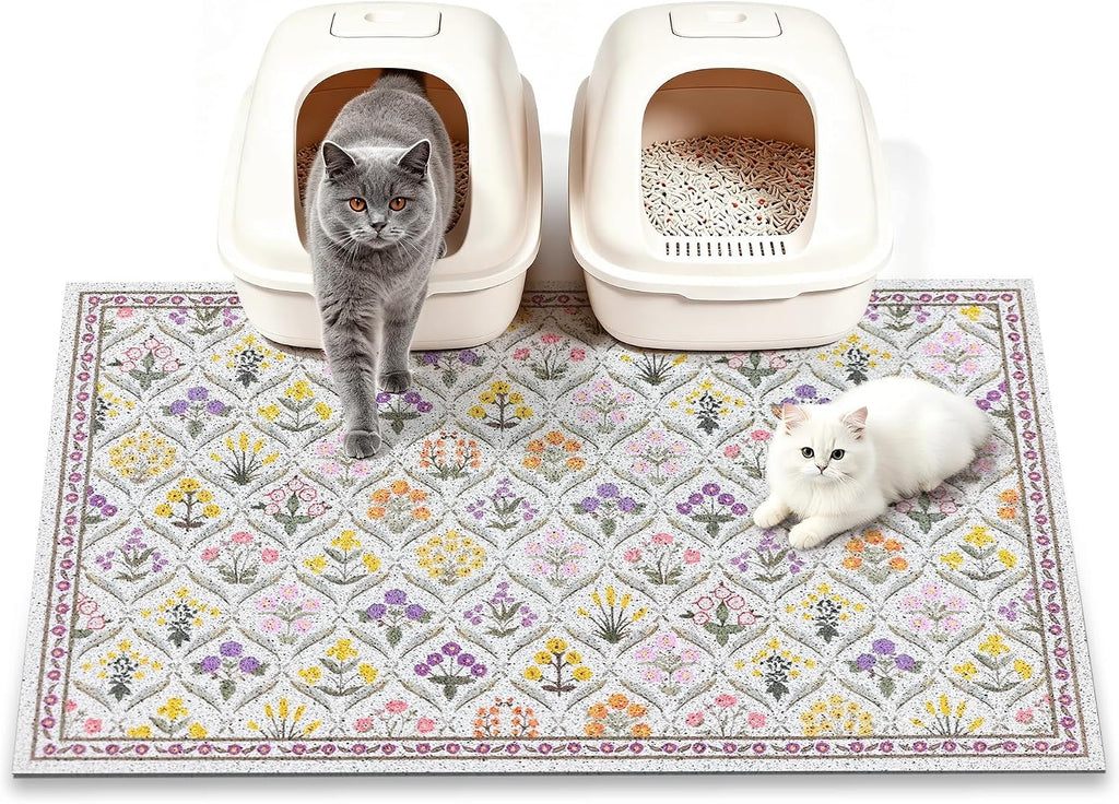 Cat Litter Mat, 24"x16" Cute Kitty Litter mat, Litter Catcher Mat