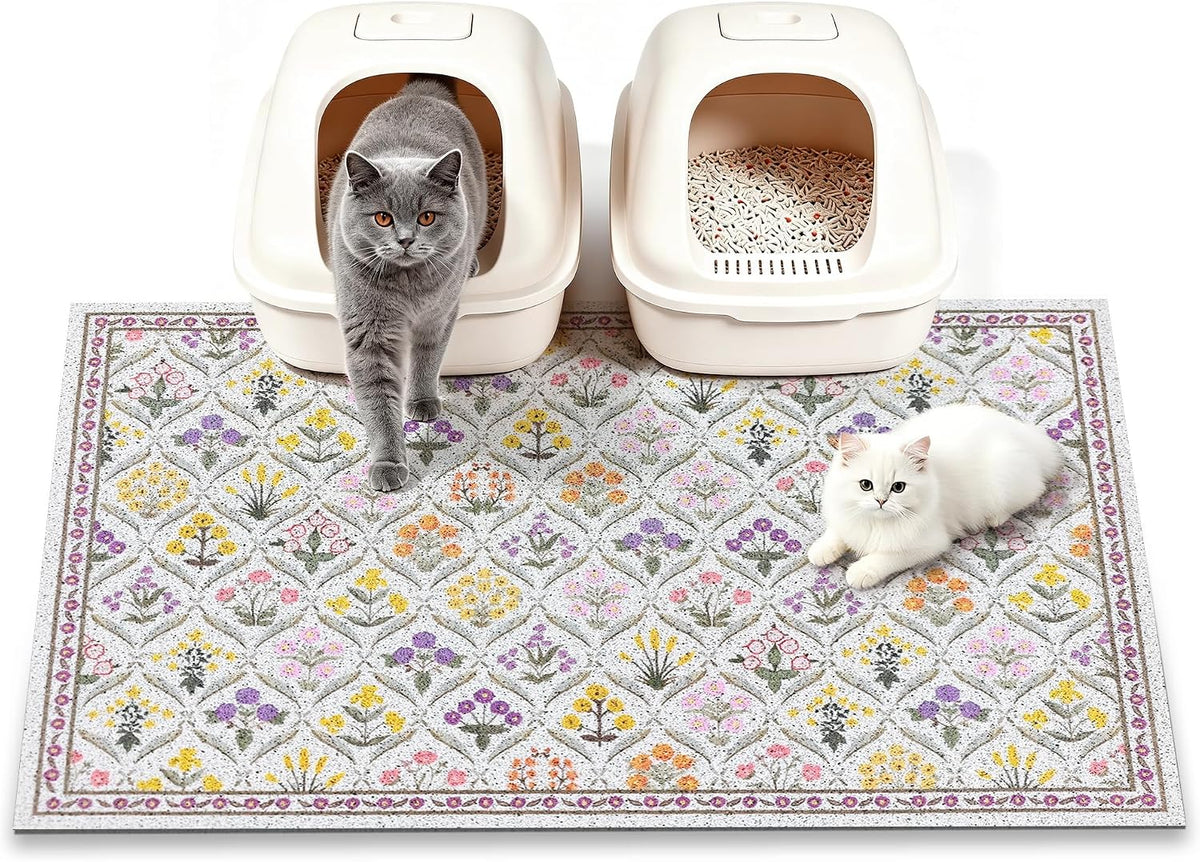 Cat Litter Mat, 24"x16" Cute Kitty Litter mat, Litter Catcher Mat