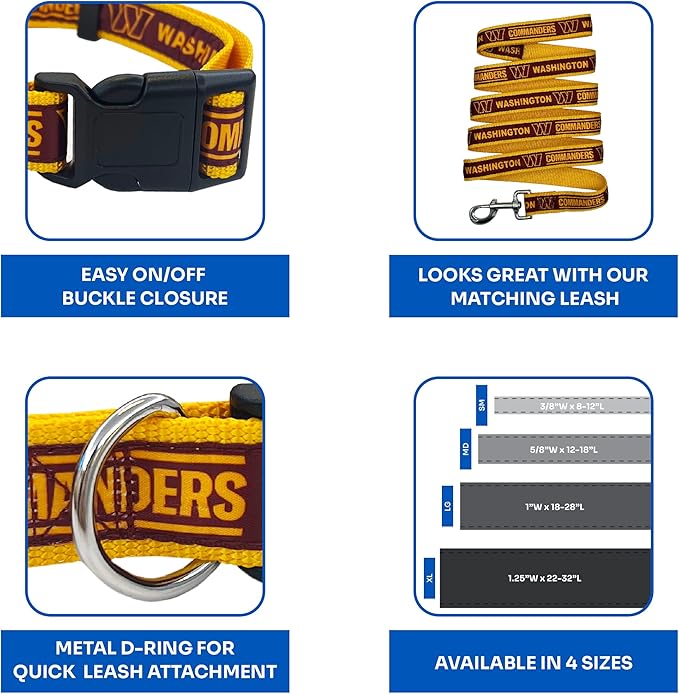 Pets First NFL Washington Commanders Dog & Cat Collar, Medium Football Team - Image 6