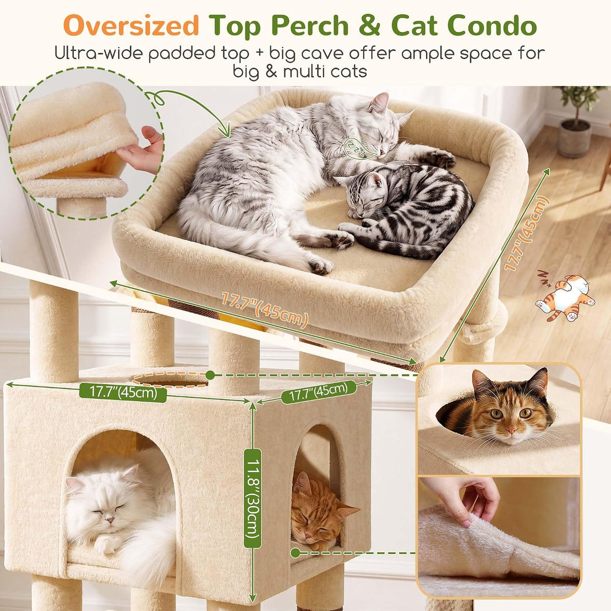Globlazer Heavy Duty Cat Tower for Indoor Cats 20lb, 73in, S73B, Beige