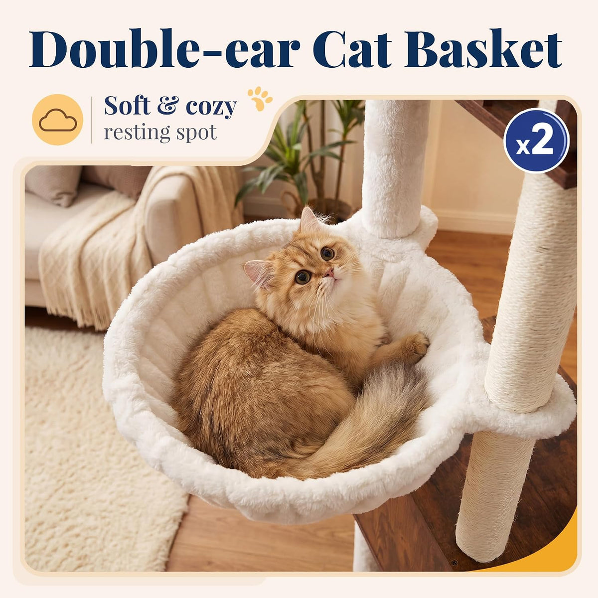 Hey-brother Wooden Cat Tree Tower with Large Condos, 2 Platforms, MPJ111SR