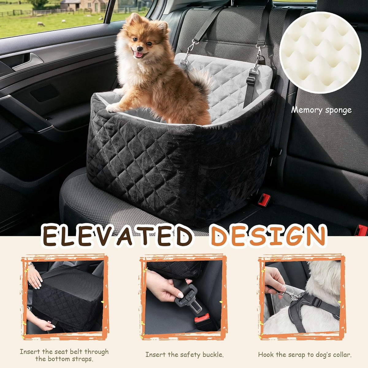 XWZO Dog Car Seats for Small Medium Dogs Under 35lbs Pet Booster Seat