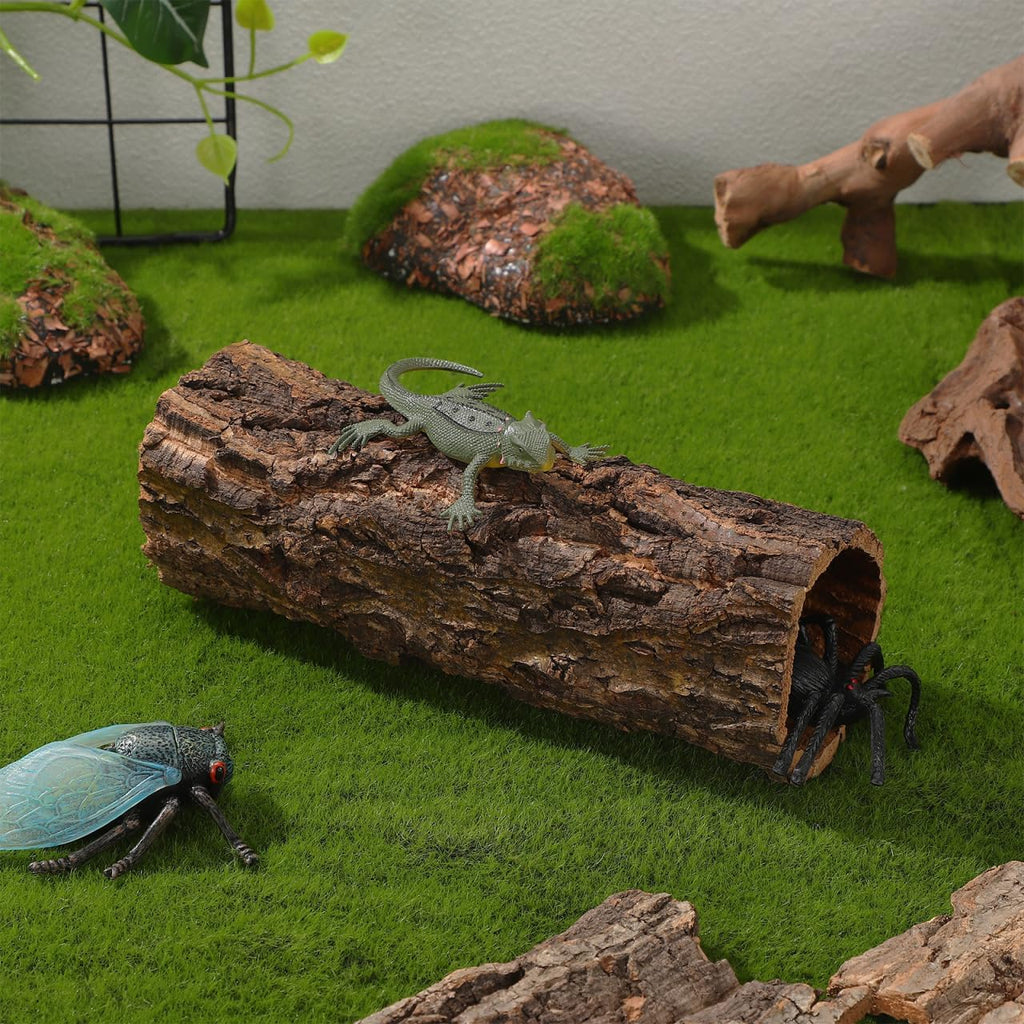 VOSAREA Reptile Hide Cave Hollow Tree Trunk Hideout for Gecko Lizard Tortoise Turtle Spider Hermit Crab Terrarium Decor for Habitat Shelter 8.07 X 3.14 X 3.14 in