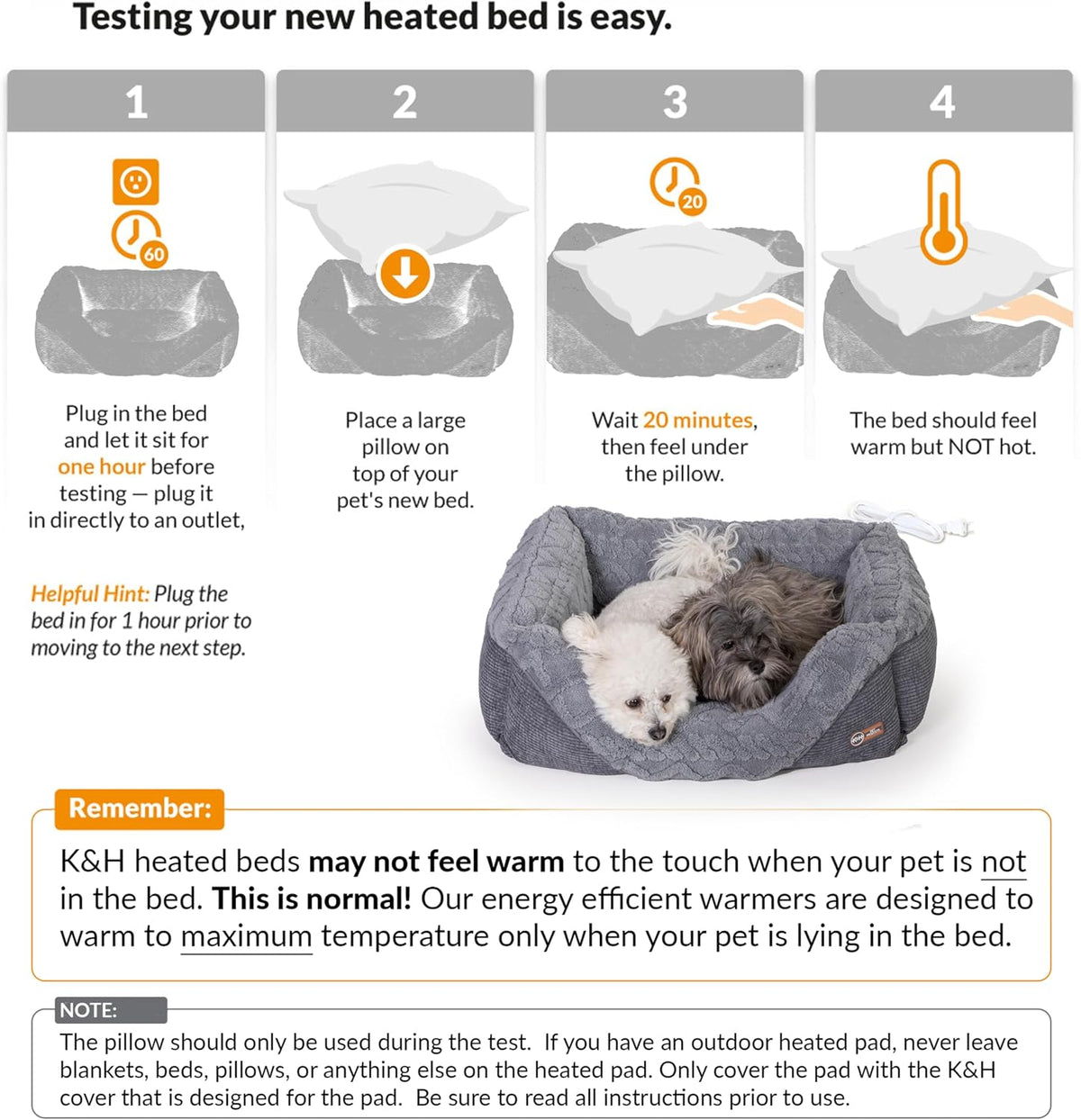 K&H Heated Pet Bed, Thermo-Pet Lounge Sleeper Indoor, Safety Listed Medium