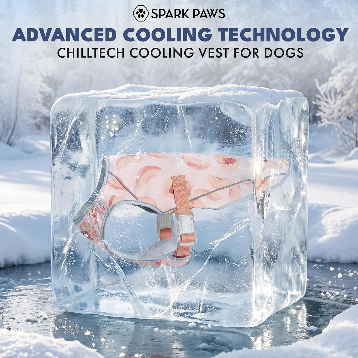 Spark Paws Dog Cooling Vest - Evaporative Summer Cooling, SPF-50 Protection