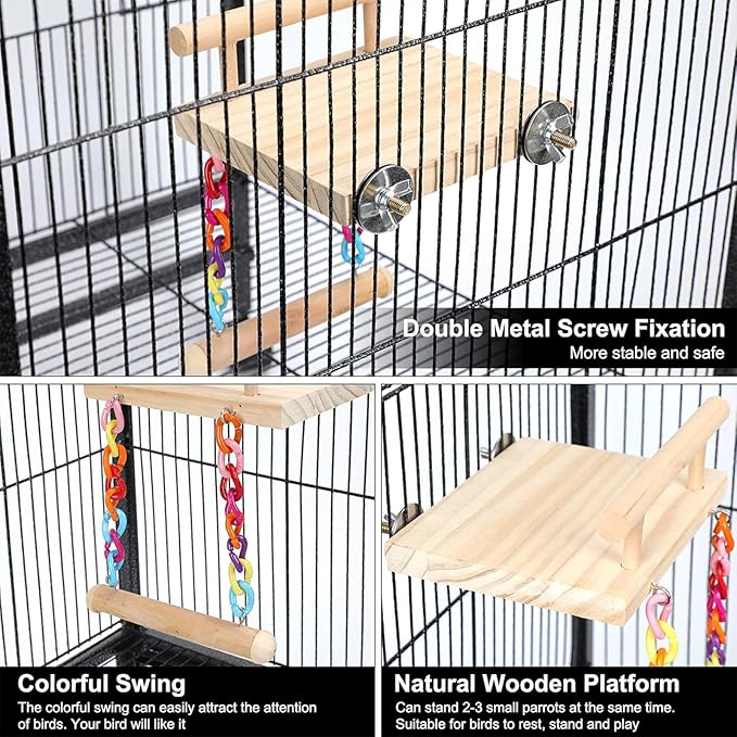 Natural Wood Bird Perch Platform - Image 8