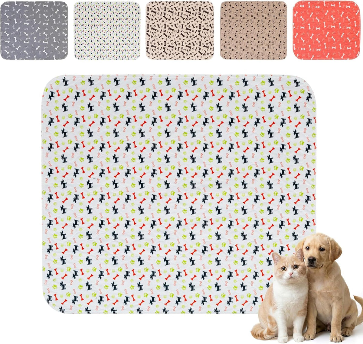 Puppy Pee Pads with Pheromones,Forever Pad,Washable Pee Pads for Dogs,Reusable Dog Pee Pads,Waterproof and Leak-Proof,Non-Slip Base Training Pad Suitable for Home(Brown Puppies,S:23.6*15.7in)