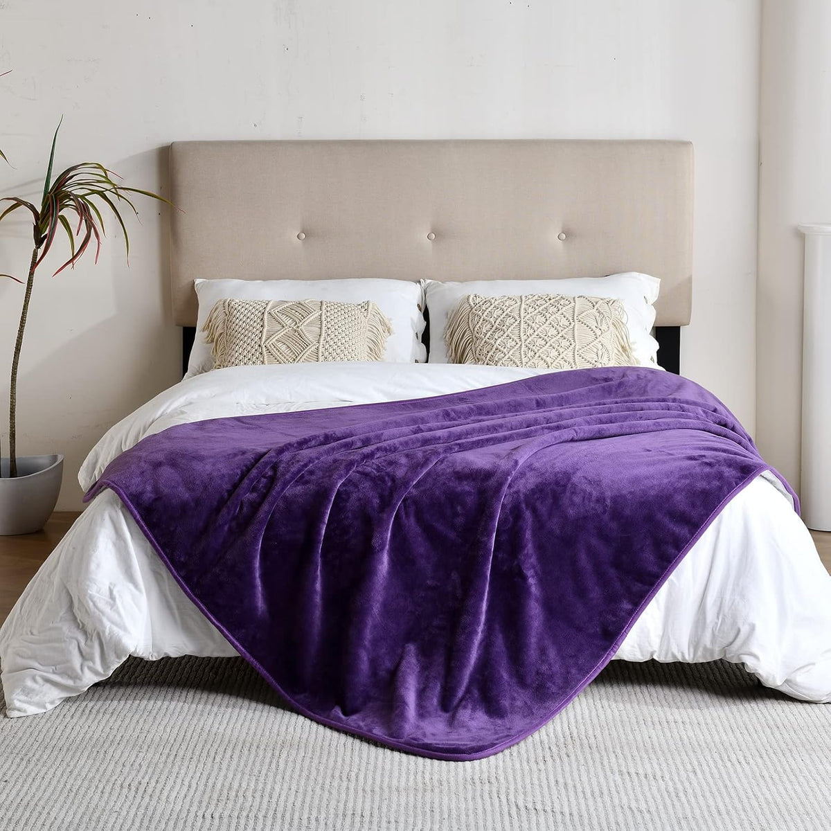 Soft Waterproof Blanket for Bed Couch Sofa, Dark Purple, 50x60inches
