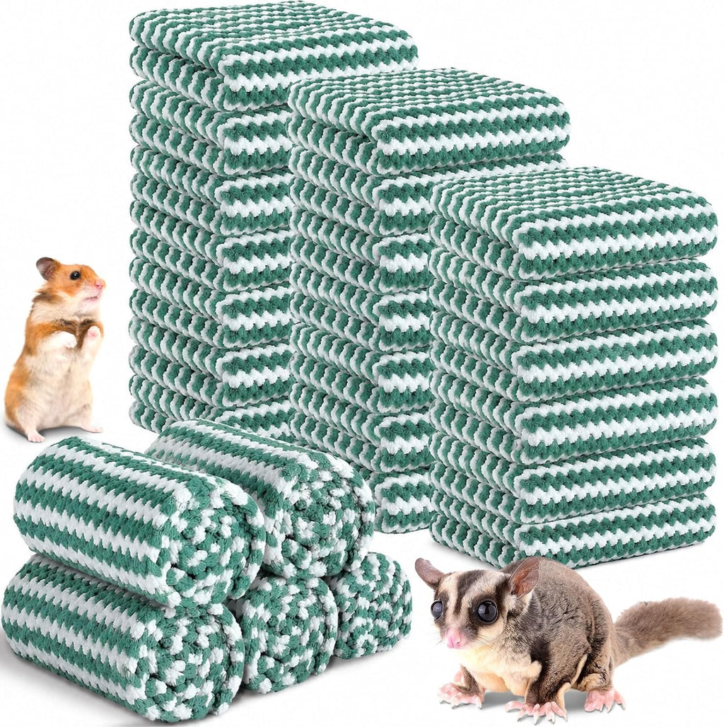 Moukeren 20Pcs Guinea Pig Blankets, 12 x 12 Inch, Waffle Style, Dark Green