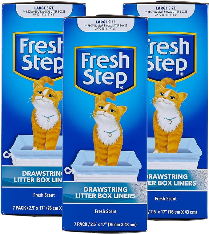 Fresh Step Drawstring Cat Litter Box Liners, Scented Heavy Duty Kitty Litter by FreshStep