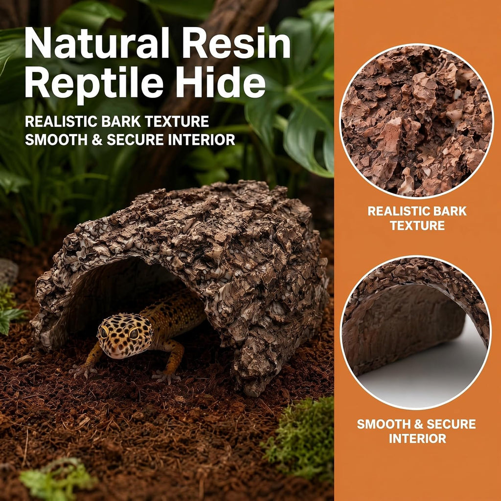 VelTherm Realistic Rock Reptile Hideout, Layered Basking Platform Lizard Cave with Stepping Stairs, Weighted Anti-Tip Snake Hide for Bearded Dragons, Leopard Geckos, Habitat Decor