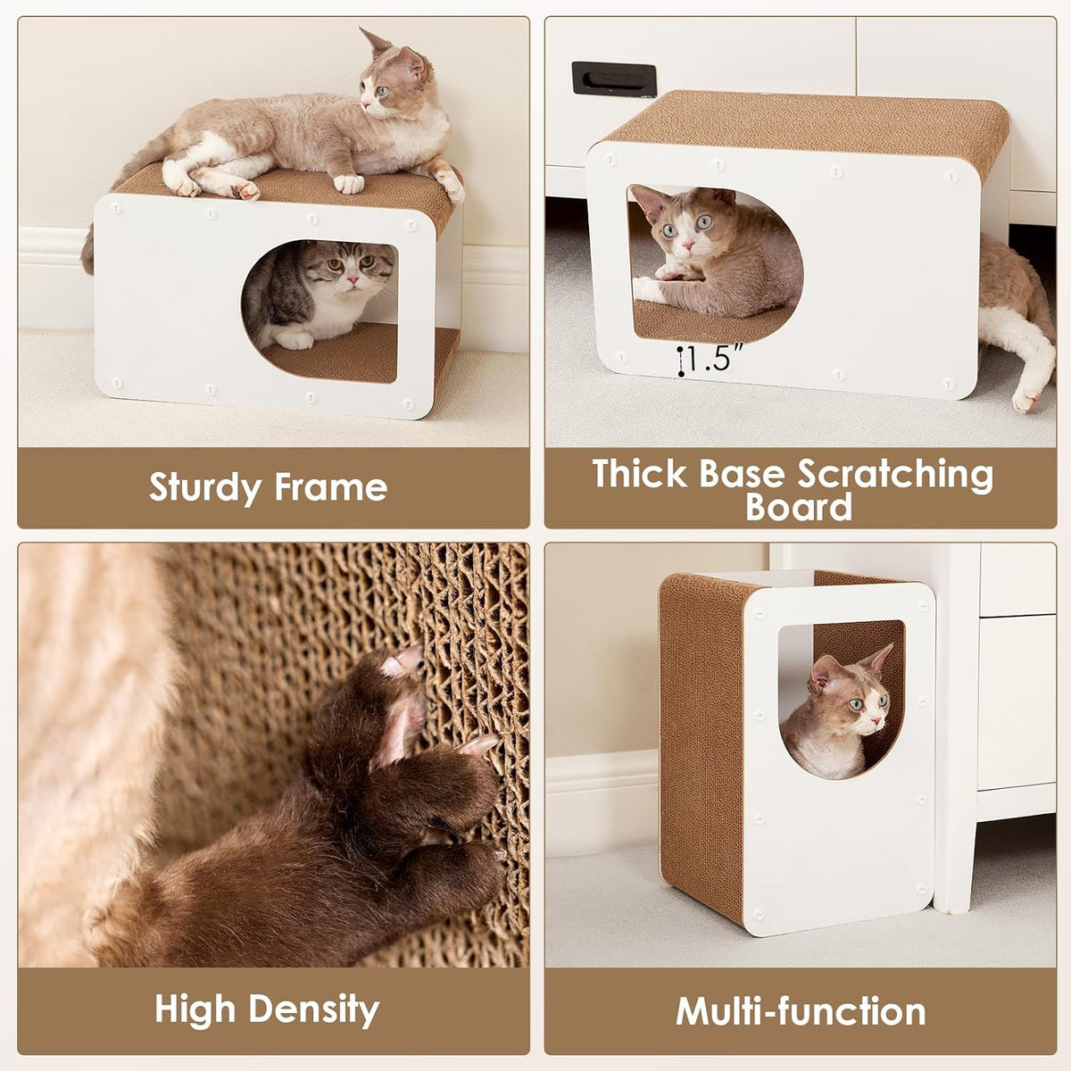 EHEYCIGA Cardboard Cat Scratcher House, 17-Inch Cat Scratch pad, White