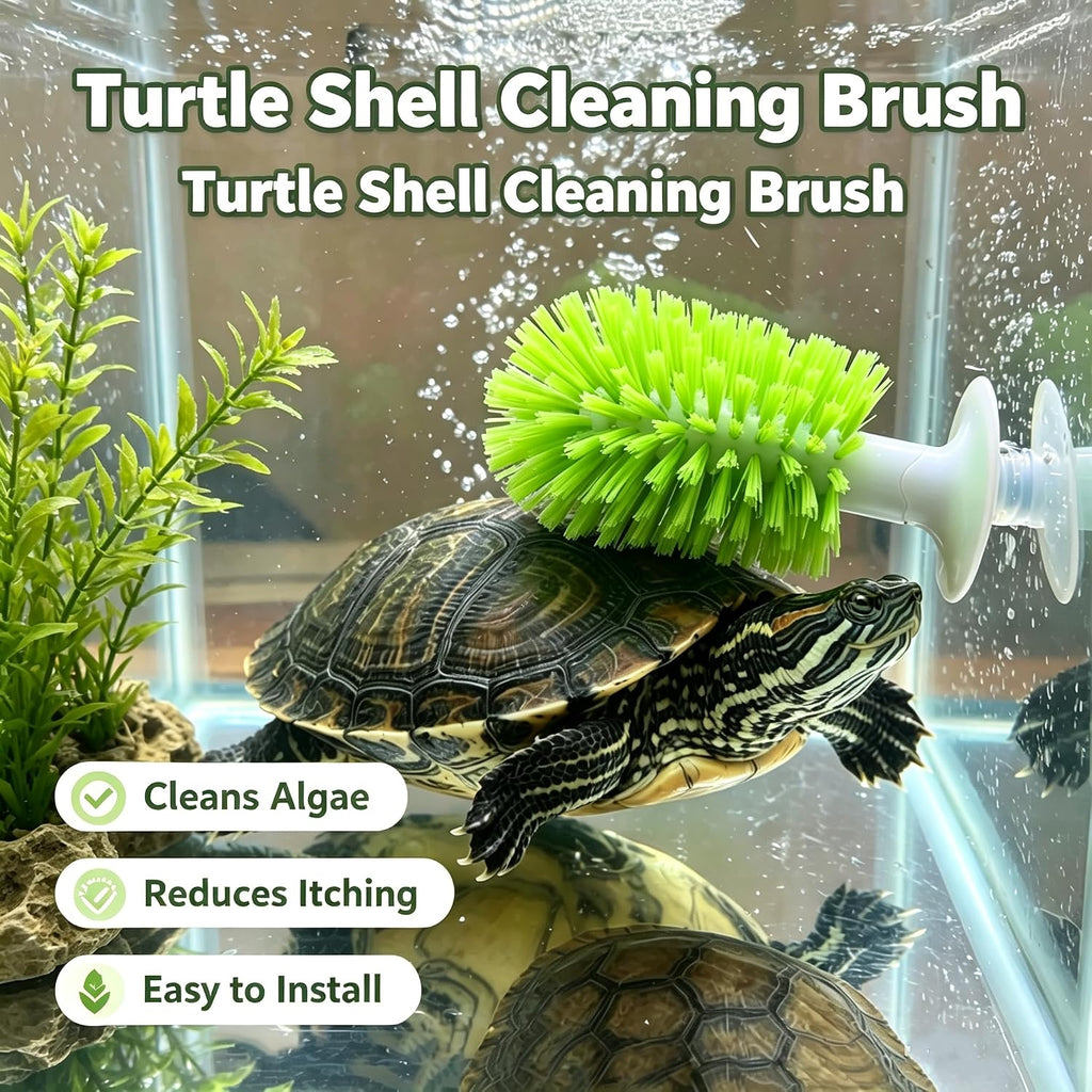 8 PCS Turtle Tank Accessories Set Turtle Brush with Suction Cup, Handle Scrub Brush, Feeder Ball,Floating Lotus Leaves,Feeding Ring