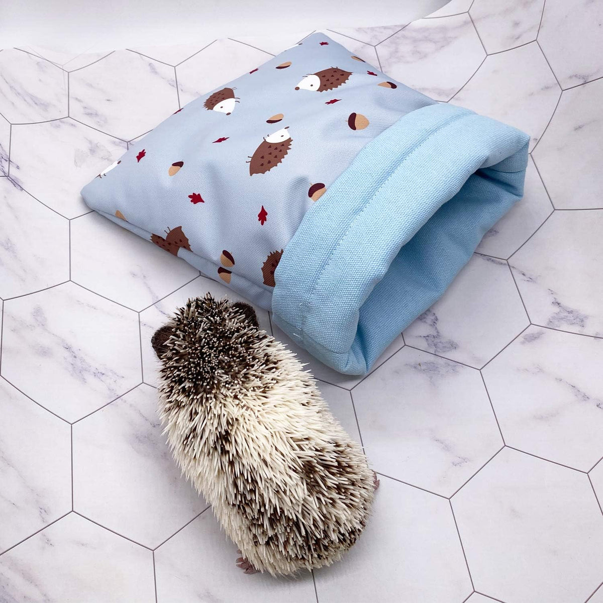 Handmade Cute Sleeping Bag Pouch Hideout Cave for Hedgehog Guinea Pig Hamster Rat Ferret Hamster Squirrel and Other Small Animal Beds (Blue)