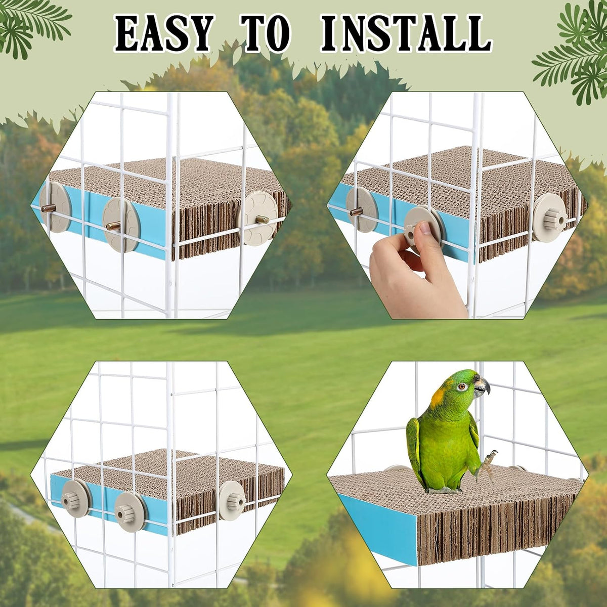 Skyygemm 2 Pcs Bird Toys Parrot Perch Stand Cage Accessories, Large