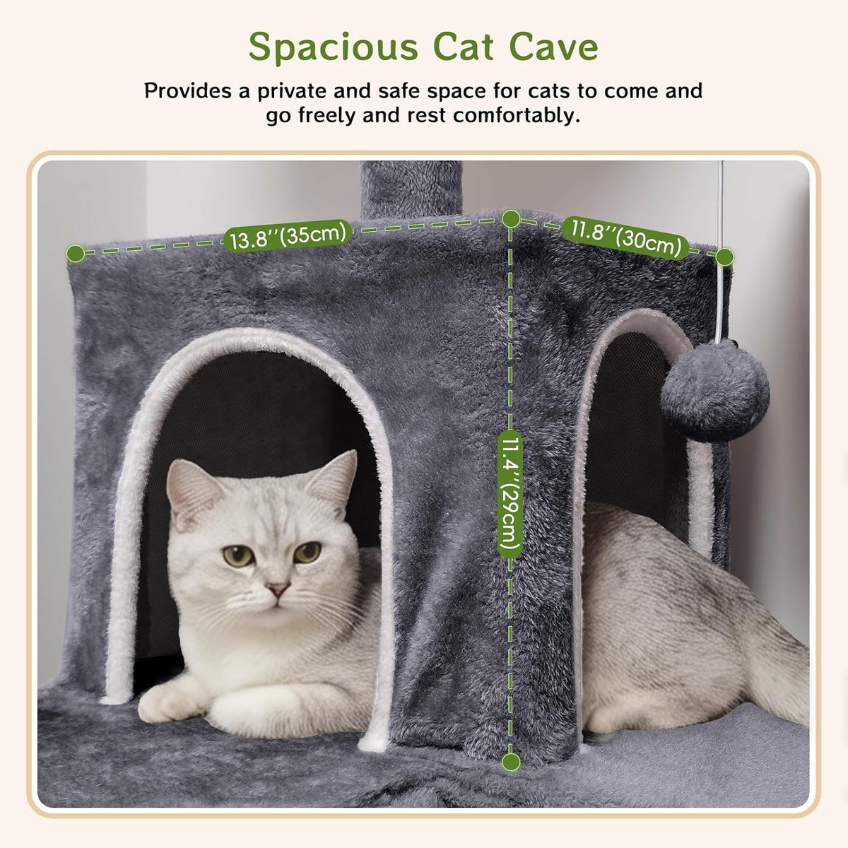 89 inch Cat Tree Tower - Extra Tall Multi-Level Cat Furniture with 2 Cozy Condos, Natural Sisal Scratching Posts, Plush Perches and Hammock for Large Indoor Cats (Dark Gray)