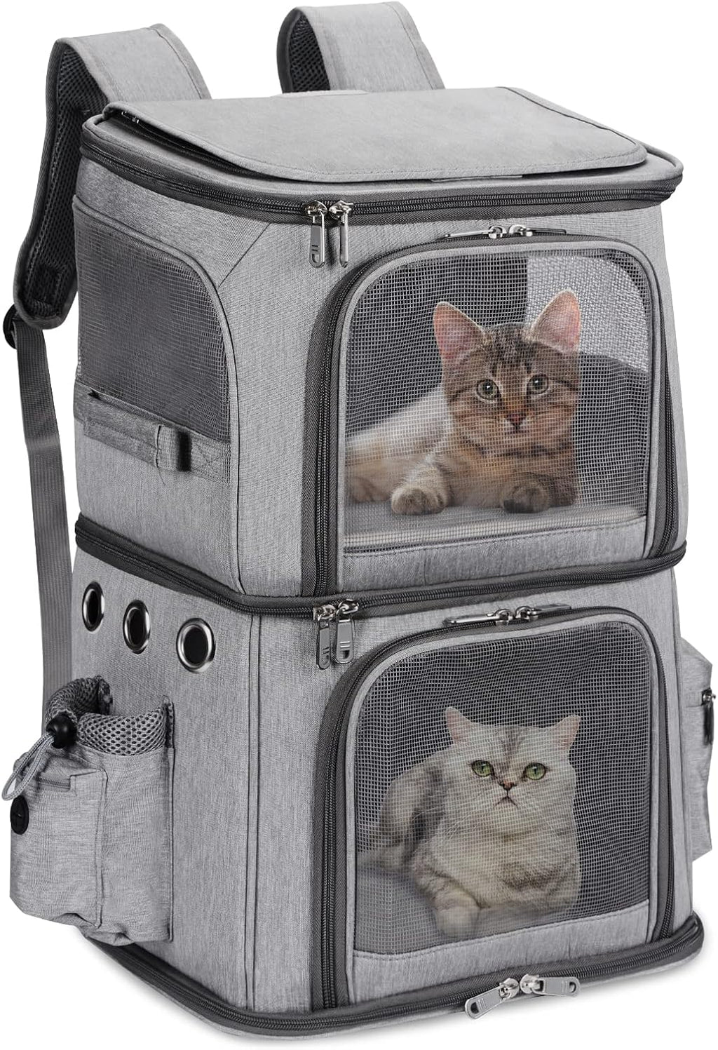 HOVONO Double-Compartment Cat Backpack Carrier for 2 Pets up to 18 lbs