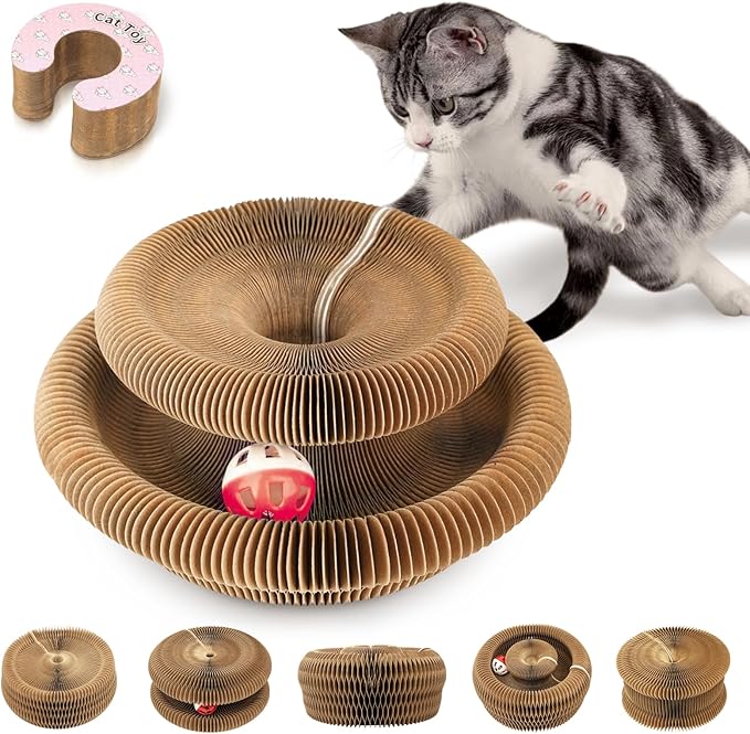 Collapsible Cats Cardboard Scratcher, Interactive Cat Toys by Home