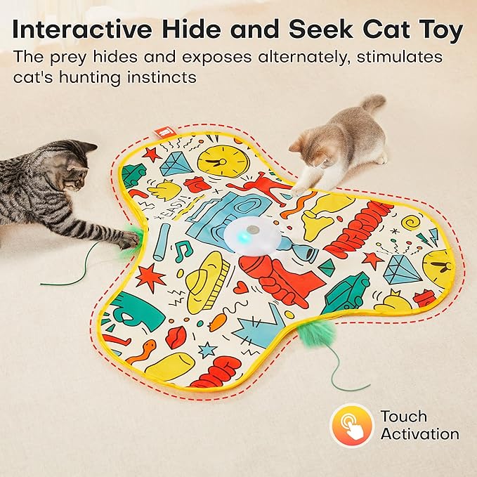 Potaroma Interactive Cat Feather Toys, Hide and Seek Concealed Moving Feather - Image 2