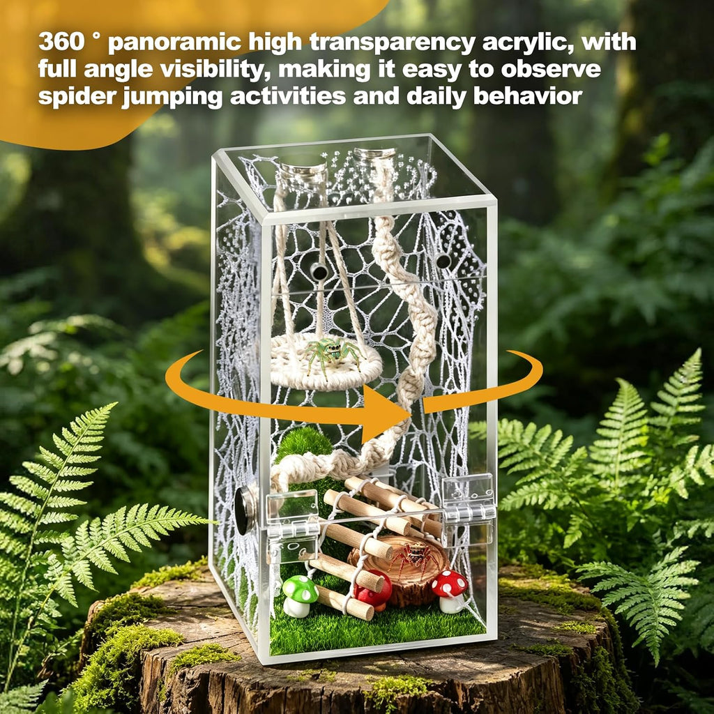 18Pcs Jumping Spider Enclosure Hammock Kit，Ventilation DIY Insects Habitat