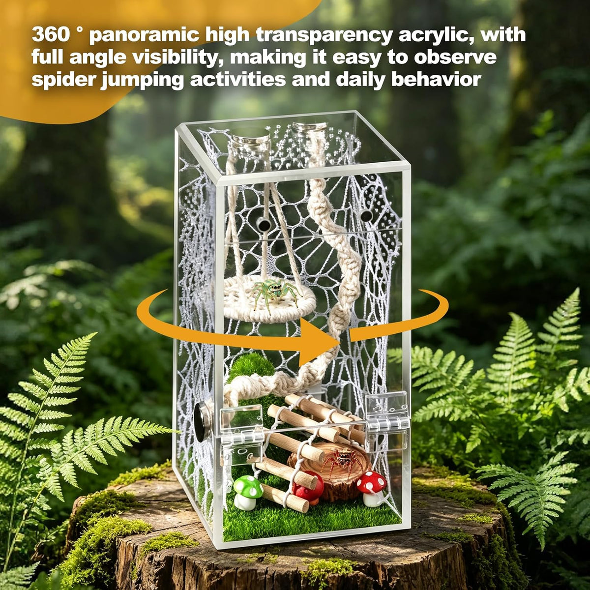 18Pcs Jumping Spider Enclosure Hammock Kit，Ventilation DIY Insects Habitat