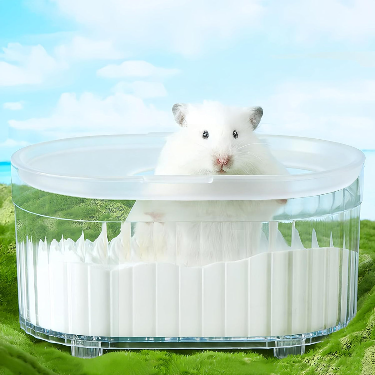 Big Acrylic hamster sand bath container,8.1''L*5.3''W*4.2''H(20.5*13.4*11.2cm) Large Animal Bathroom for Syrian Hamster,Transparent Hamster Bathtub Toilet,Hamster Sand Box,Acrylic Shower-Pink