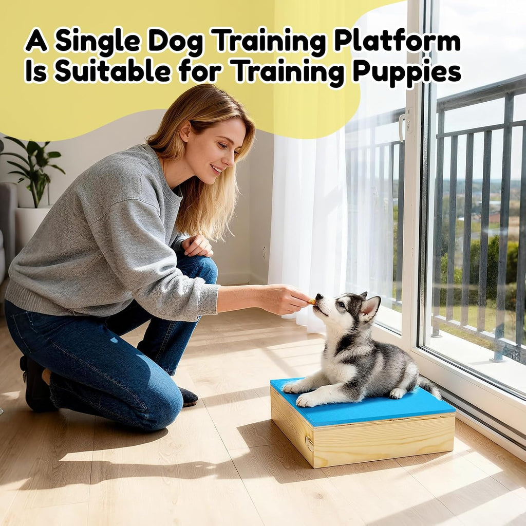 2 PCS Connectable Wooden Dog Training Platform Non-Skid Dog Place Boards with Foaming Surface Puppy Agility Training Equipment for Small and Medium Dogs