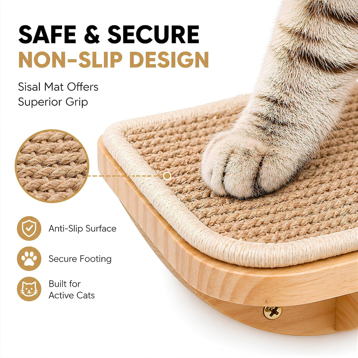 Cat Window Perches, Cat Wall Shelves with Curved Bed and 2 Sisal Mat Steps