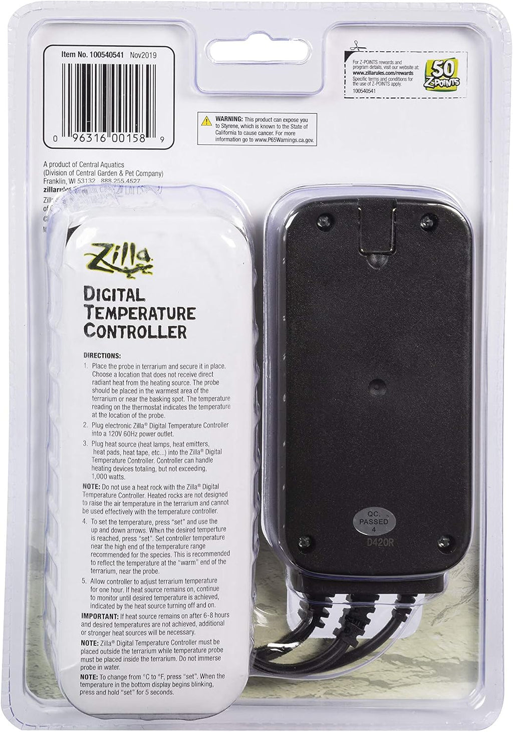 Zilla Digital Temperature Controller, Thermostat for Reptile Terrariums