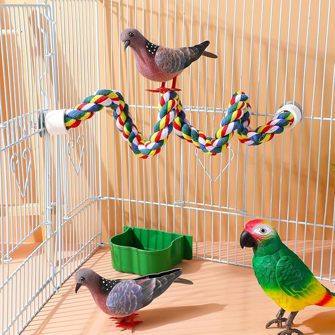 Bird Rope Perch 24 Inch, Colorful Cotton Parrot Bungee Swing, Bendable Cage - Image 8