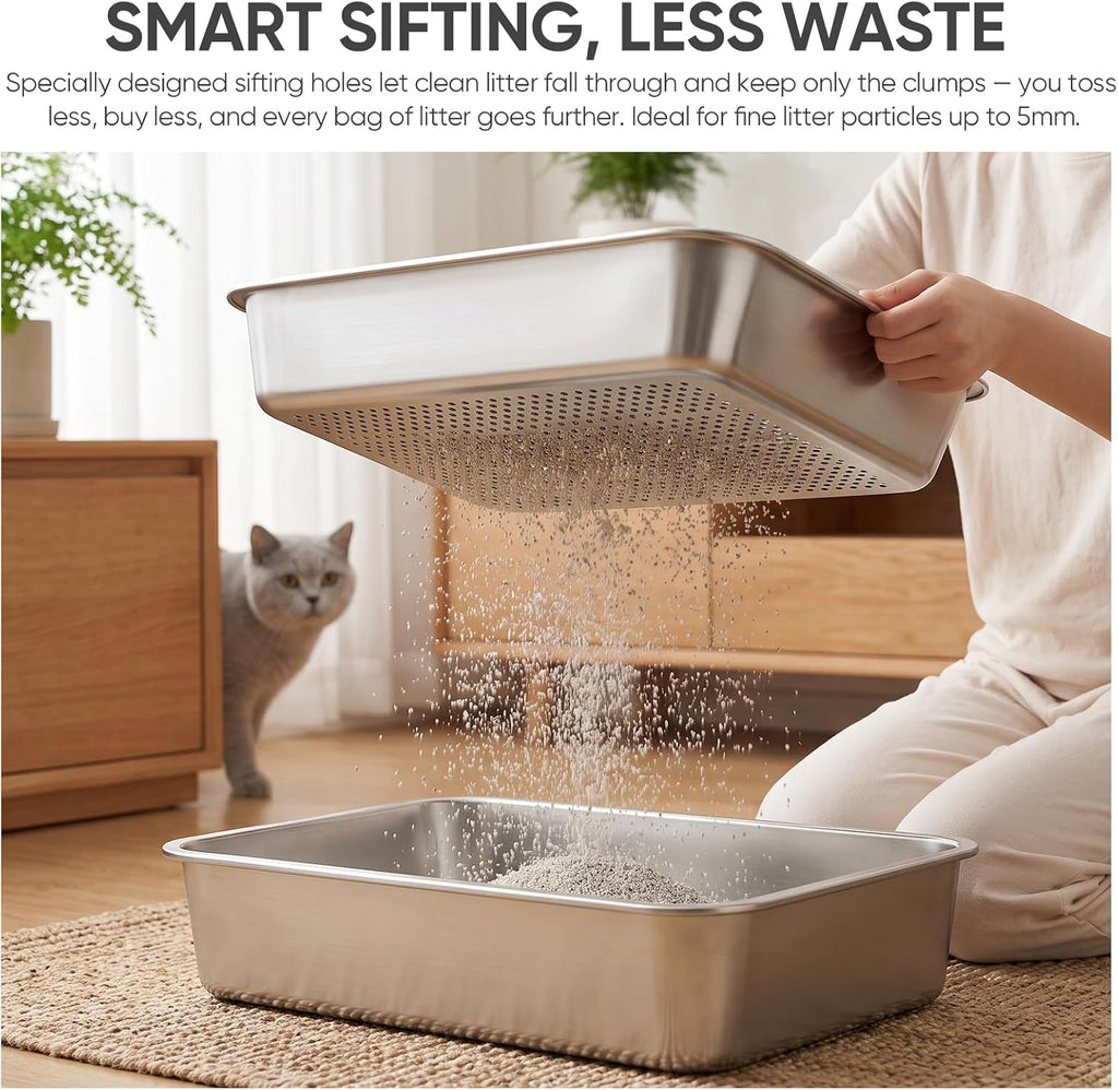 Rectangular Stainless Steel Sifting Litter Box