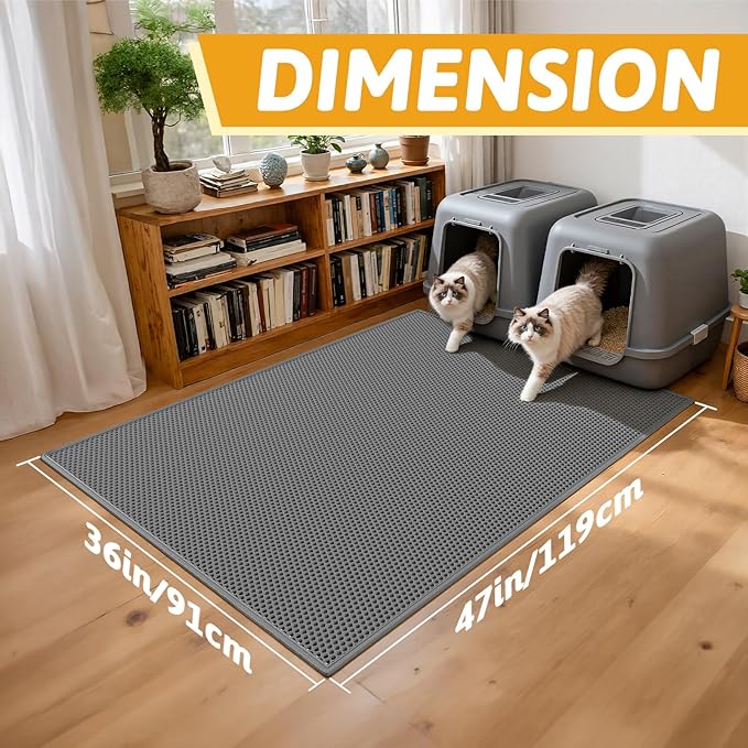 Pieviev Cat Litter Mat Double Layer Waterproof Urine Proof Trapping Mat 1 Pack) - Image 2