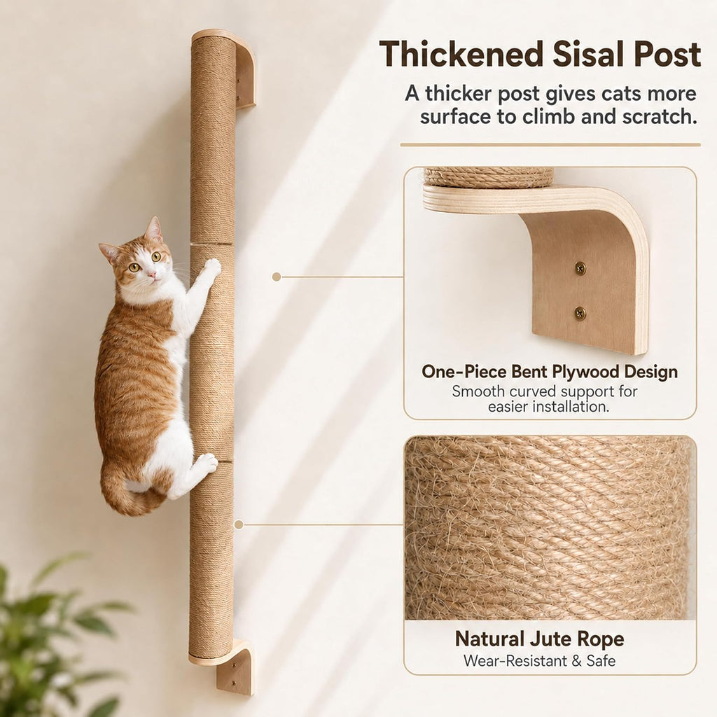 Cat Wall Shelves Set, Cat Climbing System with Hammock & Scratching Post