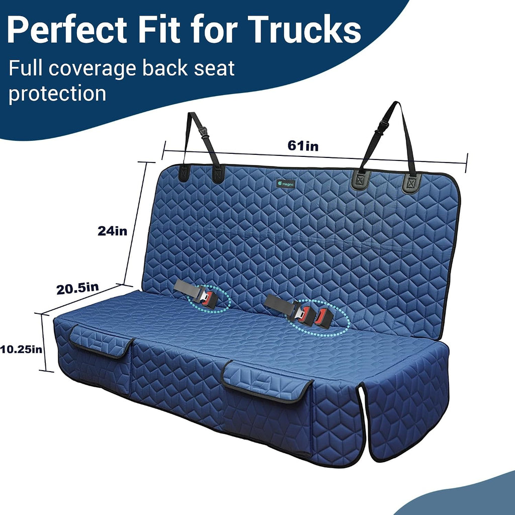Meginc Dog Car Seat Covers for Back Seat, Heavy Duty Pet Bench Seat Covers for Trucks Waterproof Protector Back Seat Nonslip Dogs Car Seat Covers for Crew Cab/Ford F-Series/Ram 1500/Sierra/Silverado