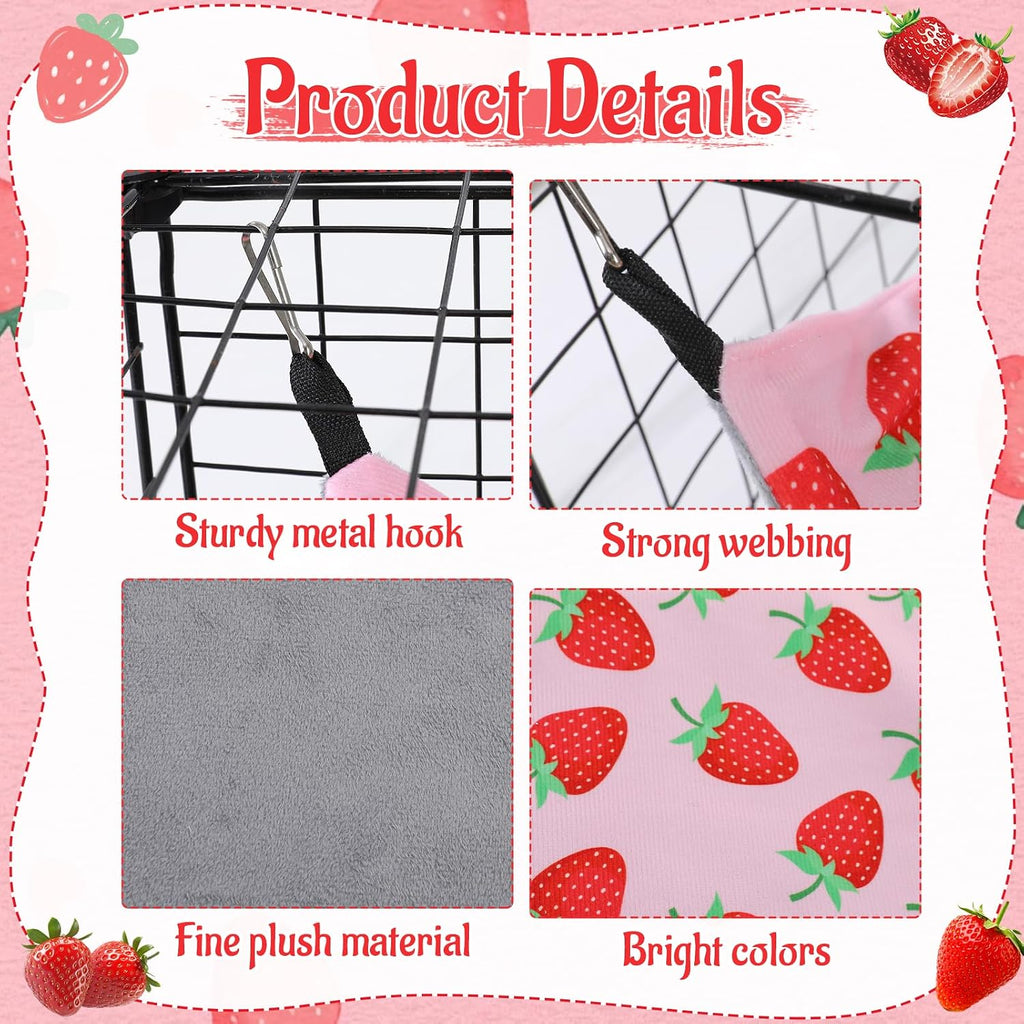 Hamster Hammock, 4 Pack Ferrets Guinea Rat Cage Accessories, Pink